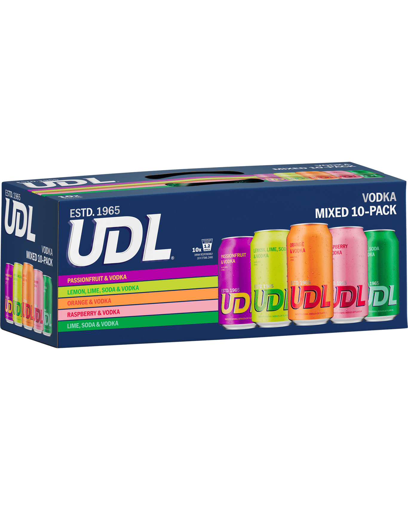 The UDL 10-pack is made up of five vibrant flavours 