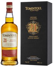  Tomintoul 21 Years Old<br>Single Malt Scotch... 700ML Tomintoul 21YO, rated 94 in Jim Murray’s Whisky Bible 2019, “a superstar whisky”. You should expect a light bodied and smooth single malt, not very complex and great for after dinner. This single malt is an excellent whisky to start your whisky journey and enjoy for many decades later with vast choice of age statements any whisky enthusiast would want in their collection.<br> Tasting notes: <br> Nose: Crushed vanilla pods, orange blossom, balanced oak and some light spice.<br> Palate: Butterscot