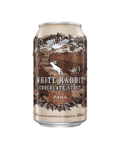  White Rabbit Choc Stout Cans<br>355ml  355mL We delicately blended artisanal ingredients, Pana Chocolate’s Raw Cacao and premium brandy. Both were added late in the brewing process to produce a smooth, velvety stout with distinct chocolate undertones.