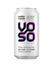 Voso Vodka Soda 375ml  375ML Vo So, short for Vodka Soda in case you didn’t get that, is so good and so low at only 4.2 % abv and 85 calories per serve. Mixed right here in Australia it is also vegan friendly, light and refreshing with an oh so great taste. Chill out with Vo So and tunes from your Hi Fi.