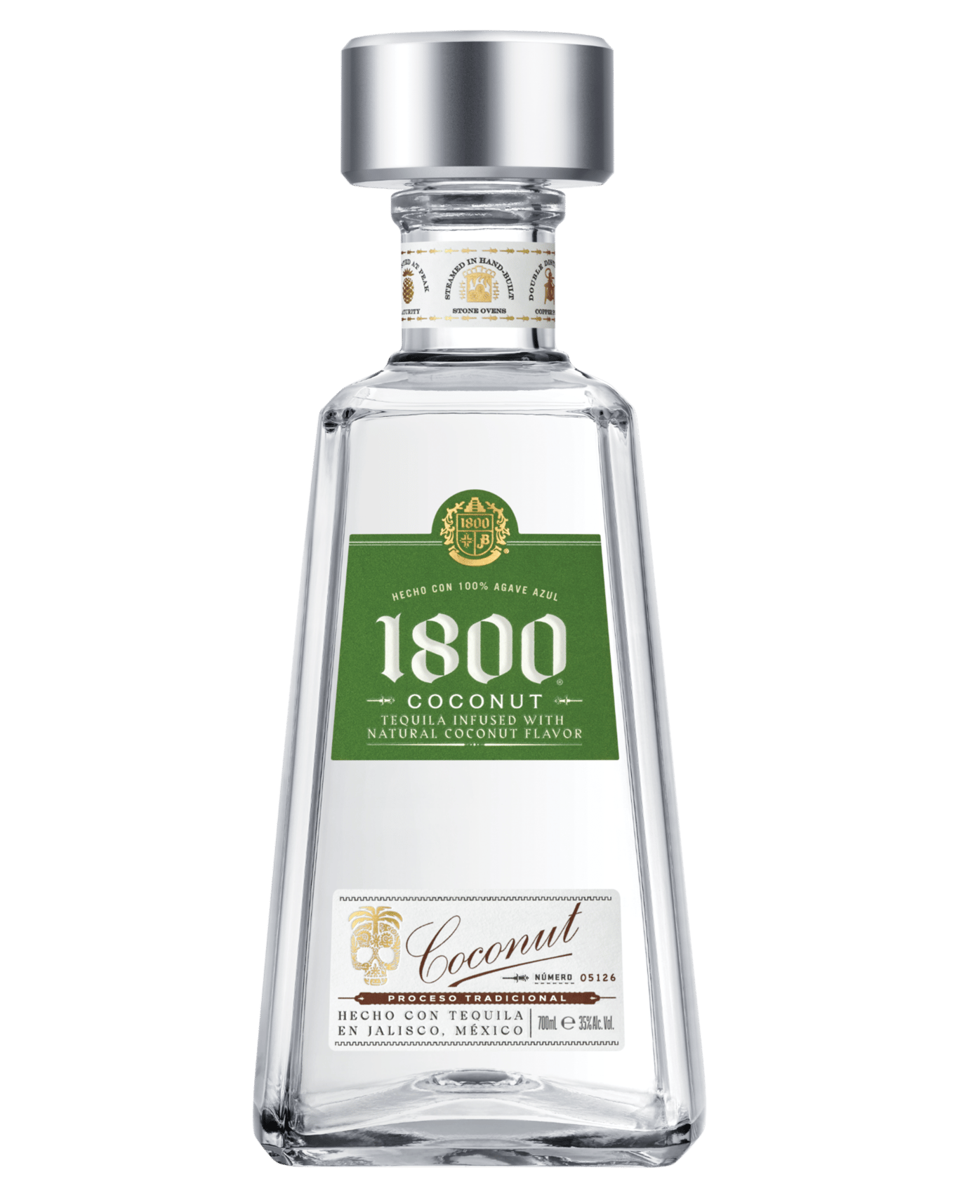 A bottle of 1800 Coconut Tequila Liqueur