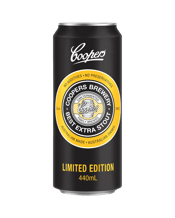  Coopers Best Extra Stout<br>Cans 440ml  440ML Coopers Extra Stout is a beacon for lovers of a hearty brew. With its robust flavour comprising a blend of fruit, chocolate and hop bitter notes it's everything a stout should be. Brewed naturally using a top fermentation method, this beer's unique rich, dark texture comes from specially roasted black malt.