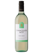  Chancellor & Co Pinot Grigio<br> 750ML At Chancellor and Co our commitment is to supply fine wines sourced from parcels of premium quality fruit. Our Pinot Grigio has white stone fruit notes and hints of zesty lime perfume providing a crisp easy to drink wine.
