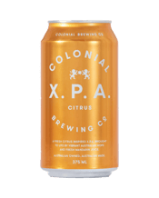  Colonial Brewing Co. Citrus<br>Xpa Can 375ml  375mL A Truly Polished X.P.A. Citrus X.P.A. is brewed with a combination of 100% Australian grown hops – blending a classic favourite with a modern variety. Inspired by refreshing citrus, this Extra Pale Ale is bright and golden in colour and bursts with the flavours of sweet mandarin, zesty citrus peel and just a hint of fresh pine. The vibrant citrus presence lingers on the palate, complemented by a low bitterness citrus finish.