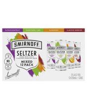 Smirnoff Seltzer Mix Pack<br>12x250ml 250ML Australia's number 1 Seltzer now available in a Mixed Flavour 12 pack containing.<br><br />3 x 250mL cans of Smirnoff Seltzer Passionfruit<br><br />3 x 250mL cans of Smirnoff Seltzer Natural Lime<br><br />3 x 250mL cans of Smirnoff Seltzer Mango<br><br />3 x 250mL cans of Smirnoff Seltzer Mixed Berries<br><br />There is now a flavour for everyone in one pack.