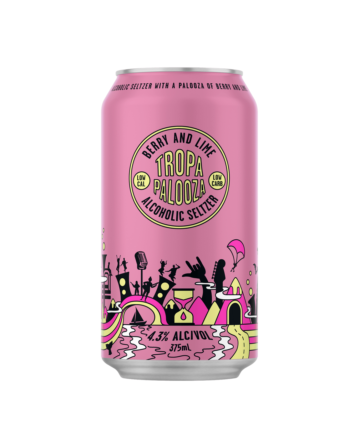 A can of the Tropapalooza Berry and Lime Alcoholic Seltzer