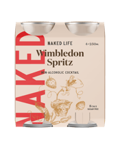  Naked Life Wimbledon Spritz<br>250ml  1000ML This classic take on your English summer cocktail balances a fruity and subtly bitter gin style with Tahitian lime, Nigerian ginger and distilled botanicals of cucumber, topped up with lemonade. Serve over ice with fresh fruit, mint and slices of cucumber.