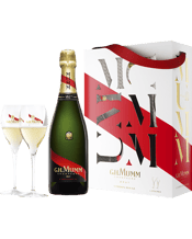  Mumm Cordon Rouge 2 X Flute<br>Gift Pack  750ML Mumm Brut Cordon Rouge embodies the character and complexity of Pinot Noir, the House's signature grape variety. Produced from a subtle blend of over 110 crus, this iconic cuvee offers a harmonious combination of vivacity and intensity. Since 1827, Maison Mumm has been dedicated to the traditional champagne-making process. The House lives and breathes the motto of its founder, Georges Hermann Mumm: 'Only the Best'.