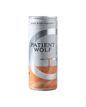  Patient Wolf Gin & Tonic<br>Cans 250ml  250ML "Patient Wolf Melbourne Dry Gin is a bold, complex and incredibly smooth gin. Bright citrus of ruby grapefruit and fresh juniper are delicately balanced with subtle spice of aniseed myrtle, cubeb pepper, and tonka beans. It's a perfectly balanced gin. We've paired Melbourne Dry Gin with Long-Rays' premium tonic, crafted from Australian botanicals such as mountain pepper and lemon myrtle, to craft the best G and T can possible. We bought together the best gin from Melbourne and the best tonic fro