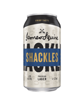 James Squire Broken Shackles<br>Lager 375ml 375ml A crisp lager that exhibits a balance of subtle herbaceous hop notes with a refreshingly clean finish. Brewed using pale and munich malts combined with noble Hallertau Mittelfruh hops, this brew is a quality quencher.