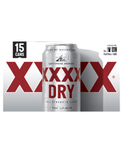  Xxxx Dry Can Carton 375ml  375mL A lager that’s easy drinking but still tastes like a beer. Not watery but not overly hopped either. Highly sessionable with a clean, dry finish.