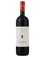  Capanna Rosso Del Cerro<br>Toscana Igt 2019  750mL The Rosso del Cerro is a ruby red, fresh and fruity IGT Toscana made with 90% Sangiovese. The juice is allowed to macerate on skins for 15-18 days and fermented at a controlled temperature in steel. This is followed by spontaneous MLF (malolactic fermentation), also in stainless steel tanks. The wine is then racked off into 20 to 32 hectolitre oak casks for a period of around 3-6 months prior to being bottled.