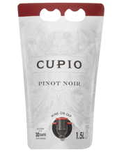  Cupio Pinot Noir Bagnum<br>Pouch 1.5l  1.5L This Riverland wine has a brilliant medium ruby hue. The bouquet displays fragrant aromatics of ripe raspberries with a hint of confectionary. The palate is juicy and sweet fruited, full of ripe berry fruits with soft tannins and good length. An enticing highly aromatic release with a palate of finesse and balance and a soft juicy fruit profile. While drinking well now, the wine will comfortably cellar over the next 2 years.