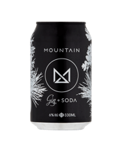  Mountain Gin & Soda Cans<br>330ml  330mL In this MOUNTAIN Gin+SODA, foraged pine and pepperberry botanicals join refreshing soda and a generous serve of our signature Gin to bring forth the sharp citrus character of orange peel and lemon myrtle. Enjoy!