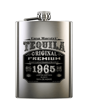  1965 Reserva Flask Tequila<br>200ml  200ML Drink high quality spirits in a reusable stainless steel hip flask, easily fits in your coat jacket, back pocket or purse! This delicious version is our 100% agave Blanco Tequila! Sweet Agave Nose, 100% agave Tequila, Pepper and Spice notes in the mouth with a long complex agave finish.