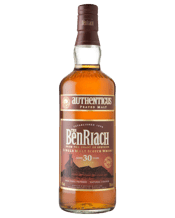 The Benriach Authenticus 30<br>Year Old 700ml 700ML The oldest expression in our peated range and a rare opportunity to experience a peated Speyside single malt dating back to the 1980s. Crafted from densely peated malted barley, BenRiach Authenticus aged 30 years is a more intense Speyside malt which carries a delightful balance of WILD HONEY and PEAT on the nose. The combination of the SOFT, CREAMY VANILLA, SUMMER FRUITS and SLIGHT HINT OF COCOA coax the palate, while the INFUSED SWEET PEAT builds gradually to complete the unique character.