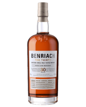  Benriach 30 Yo Single Malt<br>Scotch Whisky... 700ML This exquisite single malt has been crafted from peated spirit and is four cask matured for at least thirty years in sherry casks, bourbon barrels, virgin oak casks and port casks from the Douro Valley. A perfectly balanced and complex single malt.