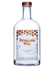  Brogan's Way Milk & Honey<br>Vodka 700ml  700ML A unique spirit, a wild experiment that was just right. Distilling vibrant Australian honey and rich clotted cream in the test still on a whim, has turned into something that is so delicious we had to share it with the world.<br><br>TASTING NOTES<br><br>A rich creamy vodka&nbsp;with sweet floral notes&nbsp;of honey. This&nbsp;textural spirit is balanced&nbsp;with soft velvety oils and&nbsp;buttery, vanilla caramel&nbsp;flavours developing&nbsp;between the cream&nb