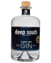  Deep South Distillery Cape<br>Dry Gin 750ml  750mL The Cape Dry Gin&nbsp;is a beautifully balanced, juniper-forward gin made in a classic dry gin style, but with additional botanicals grown and harvested in the Cape Peninsula in South Africa. These mountain buchus add lovely herbal and floral aromas and flavours.