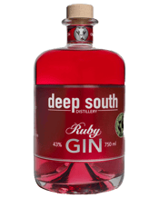  Deep South Ruby Gin 750ml  750mL Ruby Gin is the fun Gin.&nbsp; Heady scents of Rose and Lavender blend with the&nbsp;deeper, darker fruity notes of Honeybush lifted by the&nbsp;exotic&nbsp;scent of Hibiscus. &nbsp;The colour is derived from an infusion with Hibiscus flowers. &nbsp;This is a Gin that invites exploration and is superb with flavoured tonics, and abundant fruit for delicious cocktails with a contemporary style.