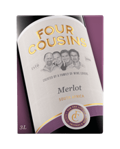  Four Cousins Collection<br>Merlot Wine 3l  3L Four Cousins Collection Merlot Pack 2 x 3L Box Wines Gentle berry and vanilla notes rise from the glass before layers of mulberry, juicy plum and summer berries unfold on the palate. Four months on French oak staves lend a subtle mocha sheen and round the supple tannins, while bright acidity keeps the medium-bodied wine lively and food friendly. Bottled young for fresh, fruit-first appeal, this smooth Merlot handles week night pasta as effortlessly as a relaxed weekend roast. Awards Ultra Value