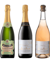  Allure & Lautus Gift Pack<br>Trio Non-alcoholic... 750ML Allure Sparkling Wine De-Alcoholised 750ml<br />Allure is a delicious and utterly delightful non-alcoholic sparklingwine featuring all the hallmark elegance, sophistication and classof a premium classical sparkling wine, yet with all the attractivehealth benefits of being an alcohol-free bubbly.<br />The Allure Pinot Noir Chardonnay non-alcoholic sparkling winecontains less than 0.5% alcohol by volume and was crafted usingtraditional winemaking techniques.<br />The nose shows upfront floralaroma