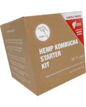  Hemp Oz Pty Ltd Kombucha<br>Starter Kit  2.35L Looking for the next DIY project? Why not brew your own flavours and quantities with our Hemp Kombucha home brew kits.<br>A fun, easy and cost-effective way to make Hemp Kombucha in your very own home.<br>Makes 20 litres of Hemp Oz Kombucha (60 servings).<br>Inside the box<br>Organic Loose Leaf Tea: Best blend for the finest tasting kombucha<br>Organic Cane Sugar: Scoby eats this and turns it into the healing tonic<br>Scoby: this guy does all the work to create the magic<br>pH strips to test the