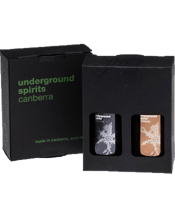  Underground Spirits Miniture<br>Twin Vodka Gift... 50ML The perfect gift for spirit lovers! Our Underground Spirits stylish twin pack featuring two signature spirits; Underground Vodka and Underground Caramel Vodka. The gift pack is 2 X 50mL bottles and let's you try our two vodkas!