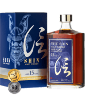  The Shin 15 Yo Malt Whisky<br>Mizunara Oak... 700ML This japanese whisky expertly balanced the barrel age brings out complex levels of spice and tertiary characteristics. The nose is abundant with a deep floral woody scent and elegant oak. This shin whisky is medium bodied with malty, rich, coffee notes compliments by a fruity finish.