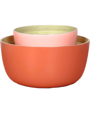 Buy Porter Green Biodegradable Bamboo Bowls Terra + Peach Set, 25cm X ...