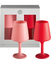  Porter Green Cherry + Blush<br>- Swepp Silicone...  Discover the famous swepp unbreakable wine glasses by Porter Green, the world leaders in silicone drinkware. Made from fda approved food grade silicone, lightweight, portable, and commercial dishwasher safe, swepp are the perfect stemmed glasses for indoor outdoor events and entertaining. These durable wine glasses are also safe for use from -20 to plus 110°C (-4 to plus 230°F) - ideal for family fun! Designed for picnics, beach days, poolside, camping, boating, concerts, festivals and more, swe