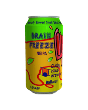  Cubby Haus Brewing Brain<br>Freeze Neipa 375ml... 375ML A late boil addition of hops keeps the bitterness to a minimum.<br>Nectaron and Taiheke NZ hops give an intense pineapple, passion fruit and peach punch with a hint of grapefruit and lime.<br>Vienna malt adds a subtle nutty aroma with rolled barley and oats adding a smooth finish. This is one intense New England India Pale Ale.