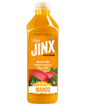  High Jinx Mixers Mango<br>Cocktail Mix 1l  1L HiGH JiNX Mango takes pride in sourcing 100% Fresh Australian Mangos then blended with deliciously fresh citrus juices to create Australia’s original and utmost uniquelly flavoured Mango Cocktail Mix.<br>Our amazing blend delivers the freshest and unquestionably the most premium tasting HiGH JiNX Mango Cocktail Mix you will have ever experienced.<br>Inspired by some of the worlds best known and loved cocktails for the consumer that demands quality not cordials, syrups or concentrates.<br>Shake u
