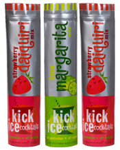  Kick Ice Cocktails Party<br>Pack -  2... 1.7L Frozen Kick Ice Cocktails made easy - no chopping, no mess.<br />Simply add water and alcohol, then stir, freeze & squeeze!<br />Real fruit, no preservatives, no artificial flavours or colours<br />350mL of alcohol is added and each bag makes 1.7 litres<br />Suggested Alcohol - White Rum, Tequila or Vodka.