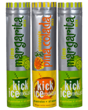  Kick Ice Cocktails Pack - 2 <br>Lime Margarita's &... 1.7L Frozen Kick Ice Cocktails made easy - no chopping, no mess.<br />Simply add water and alcohol, then stir, freeze & squeeze!<br />Real fruit, no preservatives, no artificial flavours or colours<br />350mL of alcohol is added and each bag makes 1.7 litres<br />Suggested Alcohol - White Rum, Tequila or Vodka.