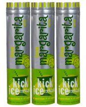  Kick Ice Cocktails Pack - 3<br>Lime Margarita's  1.7L Frozen Kick Ice Cocktails made easy - no chopping, no mess.<br />Simply add water alcohol, then stir, freeze squeeze!<br />Real fruit, no preservatives, no artificial flavours or colours<br />350ml of Alcohol added and each bag makes 1.7 litres<br />Suggested Alcohol - White Rum, Tequila or Vodka.<br />To create a Mohito, add white rum and a little mint? (add mint to glass when slushie).