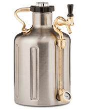  Growlerwerks Ukeg 128<br>Stainless Steel  3785 mL Our uKeg 128 pressurized growler is a mini keg in the size of a full-gallon growler, keeps beer cold, fresh and carbonated for two weeks. On the go or at home. Durable, double-wall vacuum insulated stainless steel. CO2 regulator cap with customizable tap handle and gauge. Includes two 16 gram CO2 cartridges. Capacity: 128 oz (3785 ml) = 8-10 beers Dimensions: 6.8in x 9.3in x 11.9in&nbsp;(172mm x 235mm x 303mm) FEATURES: - uKeg – keep beer fresh and carbonated for two weeks. - VPR Cap – automatically