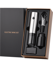  Vinio Electronic Wine Gift<br>Set   Perfect Gift Set for the Wine lover! Complete with- Fully Rechargeable Electric Wine Opener. Easy ONE press to uncorking and ejecting. Foil cutter for easy opening. Vacuum Wine Stopper. Wine Aerator, Pourer. Complete with Gift Box.