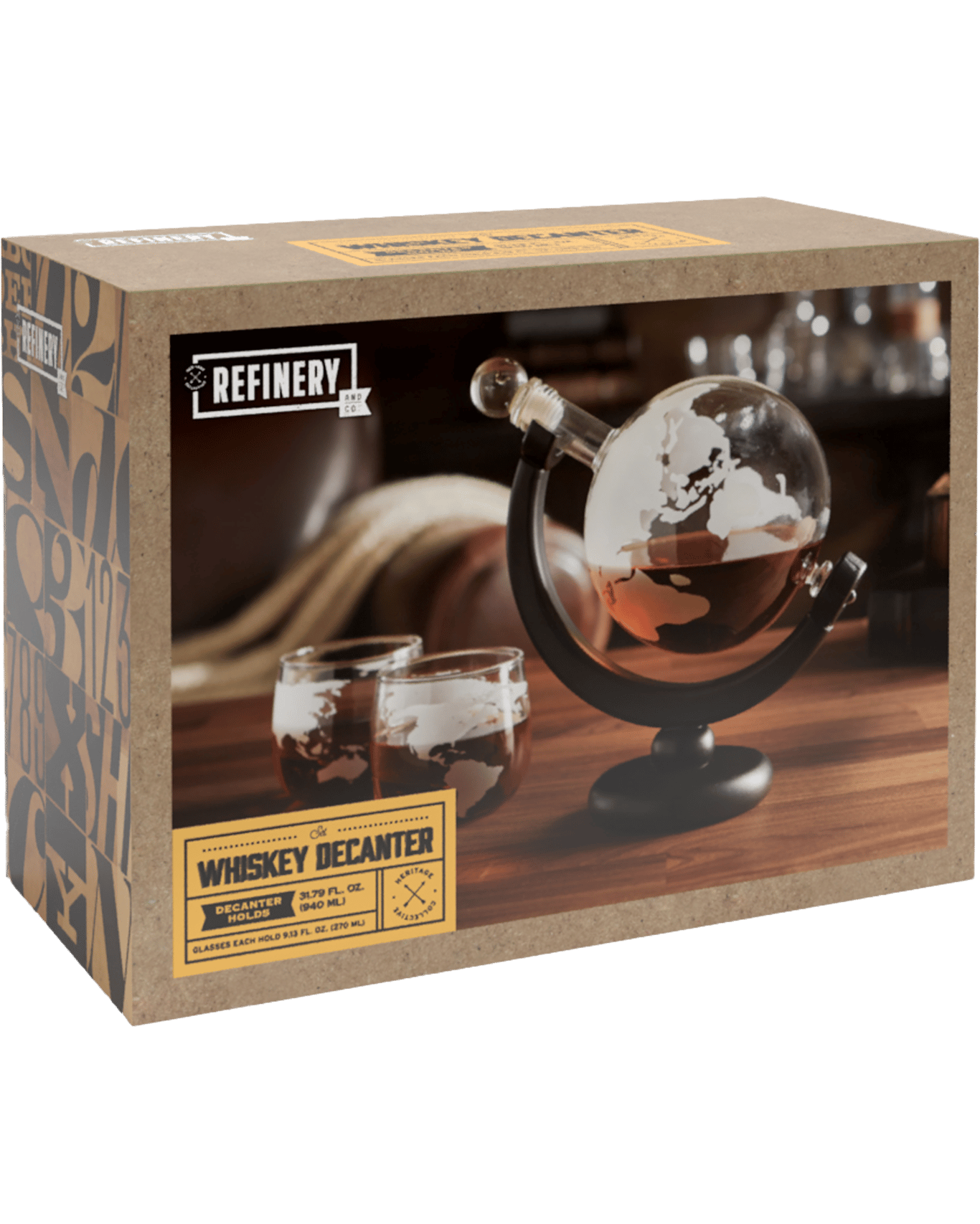 Buy Refinery Whiskey Decanter Globe And Glass 2pc Online (Lowest Price
