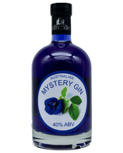  Hunter Distillery Mystery<br>Gin 500ml  500ml Mystery Gin is a sweet Gin, with blood orange the prominent flavour. The flavour is often compared to orange tic tacs. The beautiful blue colour is derived from the Butterfly Pea flower, which is also a natural PH indicator. Mix the Mystery Gin with tonic water or lemon juice to change the colour from blue to pink.