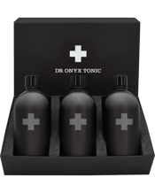  Dr Onyx Tonic Negroni Black<br>Label Pack  200ML Gift Box Set Includes:<br />Three 200ml hand-crafted Negroni cocktails in engraved matte black bottles.<br />Premium matte black gift box with silver foil accents.<br />Soft felt drawstring pouch with heat-stamped detailing.<br />Description<br />Experience the refined allure of our set of 3x 200ml hand-crafted Negroni cocktails, a symphonic blend that beckons the senses. With each sip, savour the harmony of bitter orange from the Campari, the sweet vermouth’s herbal whisper, and the juniper-for