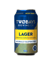  Two Bays Brewing Co. Gluten<br>Free Lager Cans... 375ML This is a pale, clean and fruitful Gluten Free Lager, brewed as an easy-drinking version of a German Pilsner, featuring tangerine and citrus aromas, with a smooth, crisp palate, hints of delicate grains and a beautifully sharp, refreshing finish.<br />Endorsed by Coeliac Australia, proudly carries the Independent Brewer’s Association seal, and is vegan friendly.