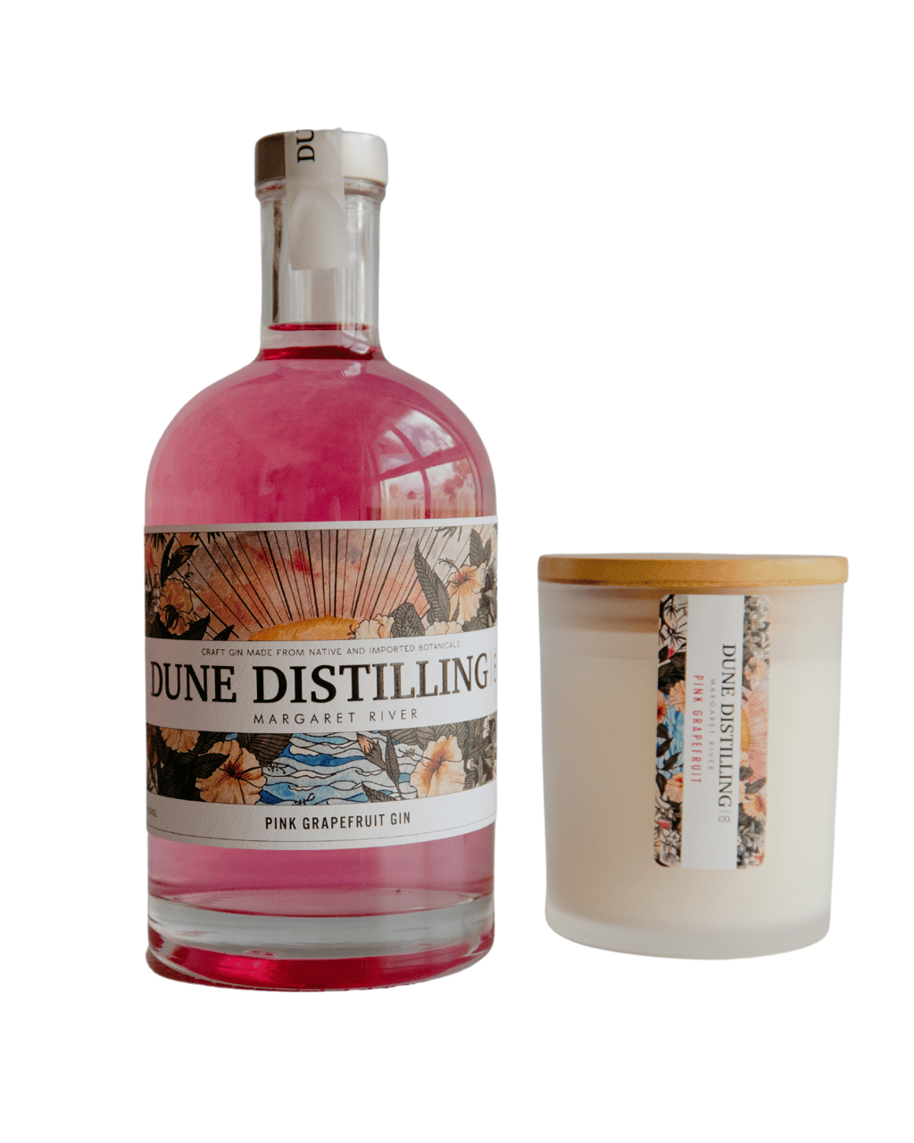 Buy Dune Distilling Co Pink Grapefruit Gin + Candle Gift Pack Online
