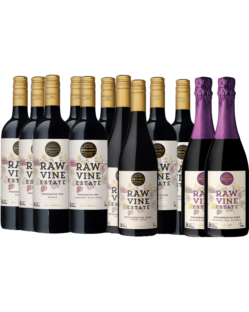 Buy Raw Vine Estate Preservative Free Varietal Mixed 12 Pack Of Red Wines Online (Low Prices