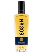 No. 209 Barrel Reserve Gin<br>Chardonnay 750ml 750mL No. 209 Chardonnay Barrel Reserve Gin initially shows a grassy nose followed by buttery-toffee and a hint of oak. The fist sip is subtly sweet and almost fruity, followed by a gin-inspired mid-palate with juniper, cardamom, orange and a hint of eucalyptus. Its finish is rich, long and lingering with a light tannin tang, the sweetness, toasted oak and a pronounced butterscotch note carrying on until the next sip. The Chardonnay Barrel Reserve Gin won a Master Medal in the Gin Masters Competition