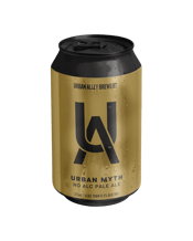  Urban Alley Brewery Urban<br>Myth Low Alcohol... 375mL A beer made to be drunk, so you don’t have to be. For those nights when you want to have a drink, but don’t want the negative aftereffects, you can feel comfortable in the knowledge that you can have a drink that tastes like a classic Pale Ale, but won’t make you regret it. Using a variety of Aussie and American hops, we’ve developed a beautiful pale gold beer with notes of apricot on the palate, and an aroma of lemon zest, wrapped up in that classic Urban Alley taste you love. Zero alcohol, 100