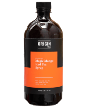  Origin Tea Magic Mango Iced<br>Tea Syrup 750ml  750mL Be transported to the tropics with the exotic flavour of mango from our Magic Mango Ice Tea syrup. The tropical taste of mango combined with real Ceylon green tea base lets you experience one of the best pairs of flavours you'll come across. Add this Ice Tea syrup to sparkling water or lemonade for a refreshing hit or spike it with rum for a combination that should not be missed. &nbsp; Made from REAL CEYLON TEA! Origin Ice Tea syrups are&nbsp;made from real Ceylon Tea Leaves&nbsp;for the ultimate in tea quali