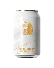  Kerbside Brewing Two Juicy<br>Pale Ale 375ml  375mL A mighty fine Pale Ale, oozing intense citrus and tropical fruit hop aroma, this pale ale gives your IPA a run for its money. With almost 10grams of our favourite hops per litre of beer, you know this beer is tasty. It’s brewed with very restrained malt character, resulting in a crisp and clean brew with a nice snappy bitterness to finish.