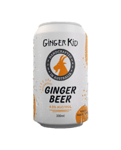 Harcourt Valley Brewing Co<br>Ginger Kid 4.5%... 330ML The Ginger Kid Ginger Beer is made by two brothers, Kye and Quinn Livingstone. Quinn has a background in winemaking and uses this knowledge to make a ginger beer that is handcrafted in a similar fashion to wine. When making wine, winemakers aim to extract as much colour and flavour from the fruit as possible. This philosophy is applied to the ginger beer and the results are evident – a ginger beer that tastes like a ginger beer should – crisp, clean and full of strong ginger flavour!