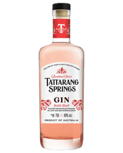  Tattarang Springs Bottle<br>Blush Gin 700ml  700ML Witness the theatre as this Blush pink gin transforms in your glass when mixed with tonic in a mesmerising display of colour.<br />hand picked Australian native bottle bursh flowers are infused with a london dry style gin to deliver a fruity and floral aromatic gin.<br />best served 2 by 1 with an aromatic tonic.